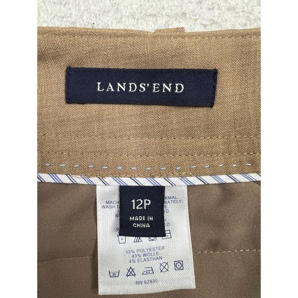 Lands' End Pants Womens 12P Brown Wool Blend Dress Trousers Straight Stretch - Picture 4 of 12